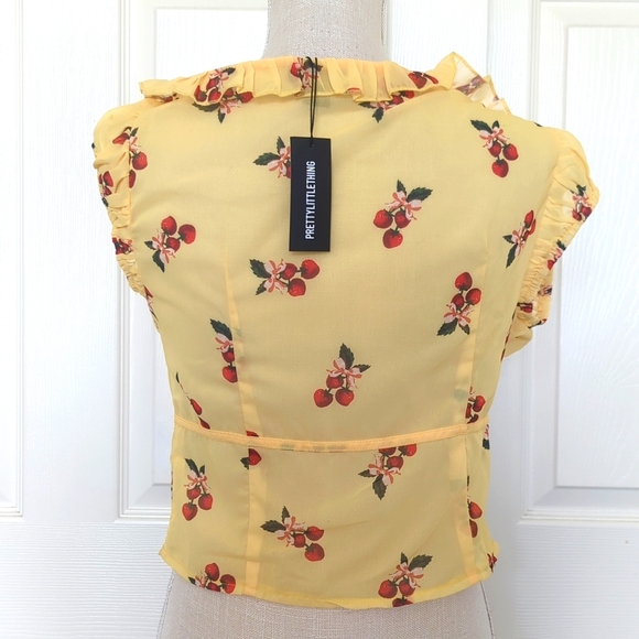Pretty Little Things Strawberry Yellow Lace-Up Top - Picture 5 of 7